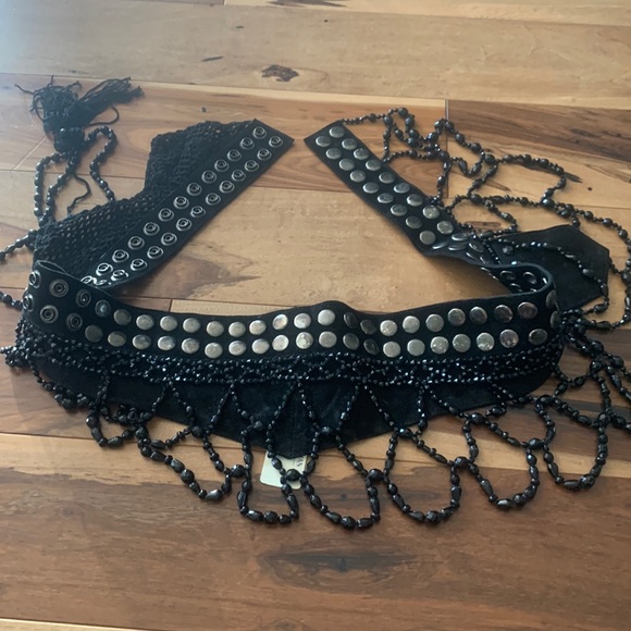 ibisco Accessories - Leather Beaded Belt - NWT